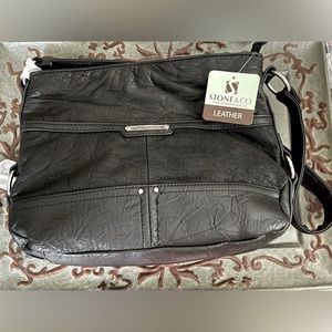 Stone & Co. Lacie Double-Entry Leather Hobo Bag